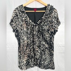 212 Collection V Neck Cap‎ Sleeve Blouse Size Large